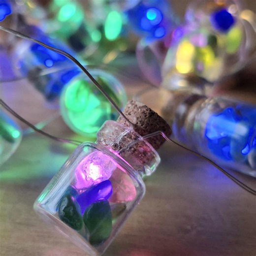 Shetland Seaglass Wish Bottle Fairy Lights, 20 Coloured Lights (FL1MC01) - Etsy