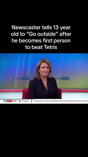 105K views · 1.5K reactions | 13 year old Blue Scuti became the first person to beat Tetris by reaching such a high score that the game’s code froze. This newscaster is catching flak for saying it’s not a goal and he should go outside. #tetris #gaming #videogames #nestetris | TheGamer | Facebook