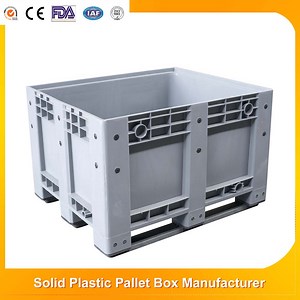 [Hot Item] Industry Transport Logistics Food Grade Pallet Crates Reusable Rigid HDPE Large Storage Plastic Solid Side Pallet Storage Boxes Container with Lids