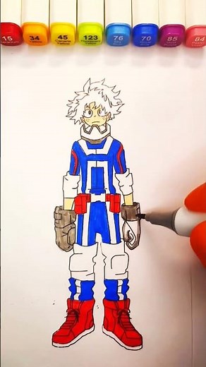 Coloring Midoriya Izuku 🟢 | U.A. Hero School Uniform! #shorts #deku #midoriya #bokunoheroacademia