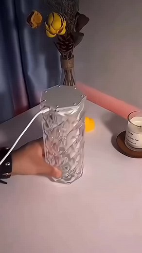 Crystal Rose Lamp with multi Colors | Touch & Remote Control | Rechargeable LED Diamond Table Lamp | Decorly.Pk