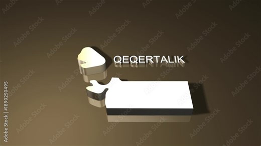 Greenland Qeqertalik Municipality 3D Map Animation with golden texture