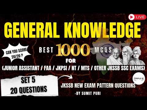 General Knowledge Set 5 || Can you Score 20/20 || Best 1000+ MCQs Based on Latest JKSSB Exam Pattern