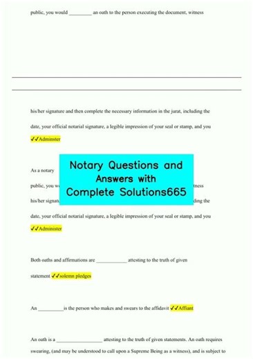 Notary Questions and Answers with Complete Solutions665 video