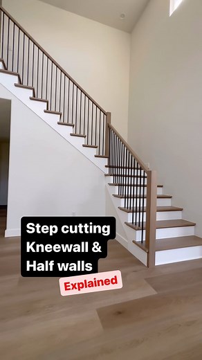 Straight Up Stairs on Instagram: "Step Cutting kneewall and half walls to expose the treads from the side…….Explained #stairs #carpentry #stepcut #demo #diy #wood #construction #tools #straightupstairs #straightupreels #hgtv #explore #explorepage #tips #tricks #woodworking #knowledge #tomlawson #stairslayer"