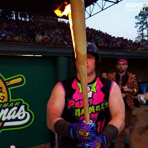 Behind the scenes of THAT viral flaming bat 🔥 Stream an all new episode of Bananaland on ESPN now ➡️ https://es.pn/3BuiTEh | ESPN