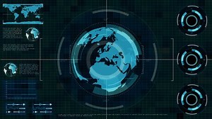 Futuristic secret agent Technology Interface Computer scanning earth