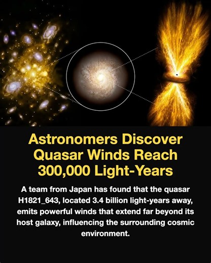Astronomers Discover Quasar Winds Reach 300,000 Light-Years