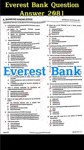 Everest Bank Question 2081 with answer ‪@OnlineClassWithBibek‬