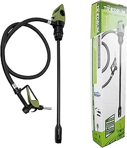 TERA PUMP - Large Automatic Electric Powered DEF Drum Pump with Flow Control Handle Nozzle for DEF, Antifreeze, Washer Fluid - 2.4 GPM Transfer Rate w/ 9.8ft Vinyl Hose and Screw On Bung Adapter