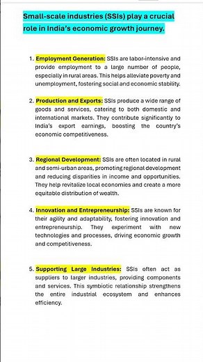 Role of small scale industries in India's economic growth journey # Economics# 12th