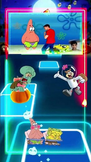 Spongebob VS Sandy Cheeks VS Patrick Star VS Squidward - Tiles Hop Battle
