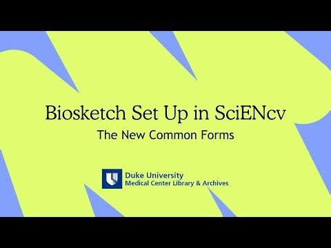 Biosketch Set Up in SciENcv