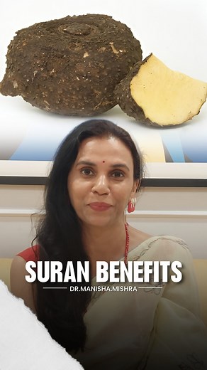 Ayurveda’s Super Tuber : Suran 🥔 ✨ Suran - The humble Elephant foot yam is more powerful than it looks. Balances digestion, heals piles & supports gut health. Just remember to cook it well with ghee & hint of sourness 🍋 📥 DM us for 1-1 Online Health Consultation [ Suran Curry, Elephant foot yam, Easy digestion, Digestive health, Body swelling, Piles, Haemorrhoid’s, piles relief , Piles food, Constipation relief, gut health, Healthy life, Best Ayurveda Doctor, Mumbai Ayurveda Doctor, Ayurveda 