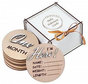 3D Wooden Monthly Milestone Cards, for Baby Photos, Monthly Milestone Marker, Monthly Milestone Wood Discs, Baby Shower Gift