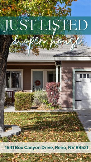 ✨ Just Listed & Open House 📍1641 Box Canyon Drive | $599,000 OPEN HOUSE: Saturday, 11/9, 10am – 12pm 🛏️ 4 Beds 🛁 2 Baths 📏 1,676 sq ft Cozy and inviting, this Damonte Ranch home offers a warm and welcoming layout with 4 bedrooms and 2 baths across 1,676 sq ft. The versatile front bedroom is perfect for an office or guest room, while the spacious primary suite features a walk-in closet and abundant natural light. Step outside to a private backyard with a covered patio, lush lawn, and mature l