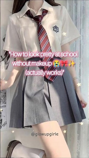 "How to look pretty at school without makeup 😭🎀✨ (actually works)"