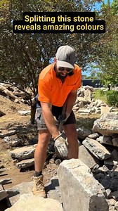 27K views · 378 reactions | Splitting Wee Jasper stone reveals amazing colours. I’m no geologist but I assume the colours come from minerals in the ground water that seeps into these cracks. Whatever it is, it can leave some very cool patterns and colours on the face of these rocks.#stonemason #mason #geology #canberra #masonry #stonework #landscaping | Ivey Masonry | Facebook