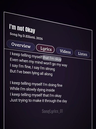 I'm not Okay 🎶🎧 #song #lyrics #music #foryou #songlyrics100222