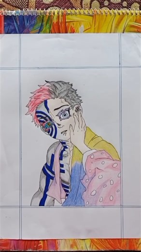 Akaza Half Face Drawing ✍️🥰💖| #anime #art #akaza #colourdrawing #drawing