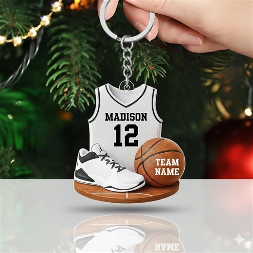 Personalized Basketball Kit Keychain, Custom Name Basketball Player Acrylic Keyring, Basketball Team Gift, Sports Gift for Son - Etsy