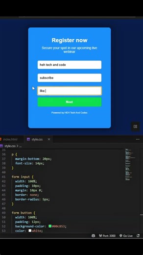 Simple Login Page Design | HTML & CSS | Coding Shorts. #CodingShorts