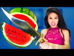 DIY Giant Gummy Watermelon Jello vs Fruit Ninja