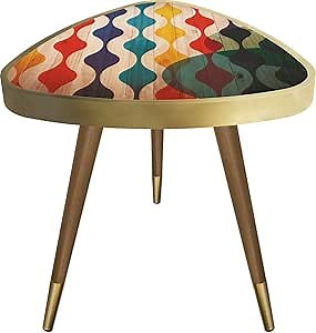 VHD Retro Decor Vintage Design Triangle Side Table End Table Accent Coffee Table Small Tables for Living Room Bedroom Balcony Family and Office, Modern Home Decor, Easy Assembly (21.6in x 17.7in)