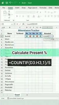 Excel Attendance Sheet in 5 Minutes 🔥 | Automatic Attendance Tracker | Excel Tips & Tricks #excel