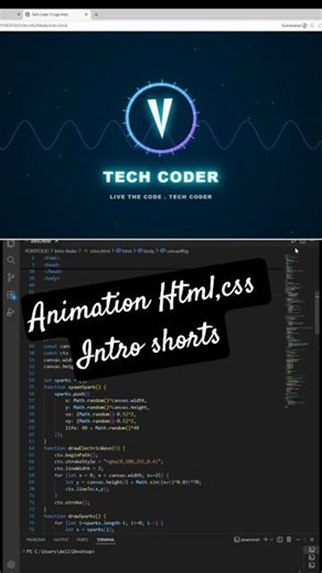 My first Animated Intro Created with HTML, CSS & JavaScript 🔥 || Shorts||#shorts #coder #tutorial