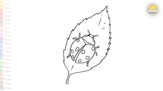 Ladybug on the leaf drawing easy | Insect outline drawings | How to draw A Ladybug step by step | Janardhana Rao Gudivada