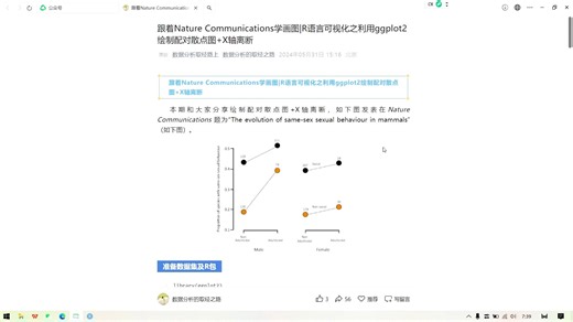 R语言可视化之利用ggplot2绘制配对散点图 X轴离断
