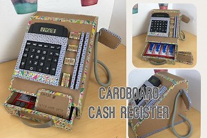 DIY cardboard cash register with calculater​ ​(2)