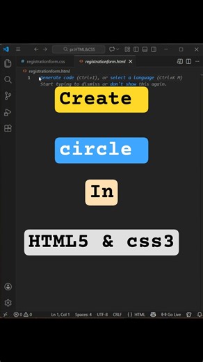 How to create a circle in HTML & CSS #html5 #css3 #shorts #ytshorts #skillsparkacademy