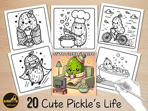 Bold and Easy Coloring Book, Cute Cozy Pickle Coloring Pages, Kawaii Pickle Coloring, Relaxing Activity for Adults and Kids, Stress Relief - Etsy