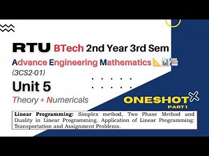 Advance Engineering Mathematics linear programming Unit 5 notes | rtu BTech 3rd semester