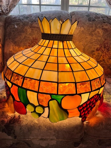 XL 22” Diameter Hanging Tiffany Style Lamp With Fruits - Etsy