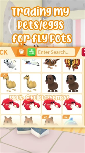 Trading my pets/eggs for fly potions in adpt me