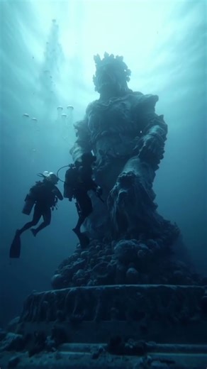Gigantic scary statue found Deep under the ocean | Deep Ocean secret #shorts #ocean #deepsea #scary