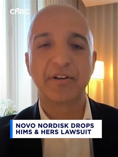 Novo Nordisk has dropped its patent lawsuit against Hims & Hers after the telehealth provider agreed to sell Novo’s branded medicines. “We’ve decided to drop the court proceedings and don’t expect to revisit them,” CEO Mike Doustdar told CNBC. #novonordisk #glp1 #weightloss #cnbc