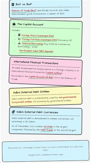 Components of BoP: Capital Account FDI, FII, External Borrowings, NRI Deposits