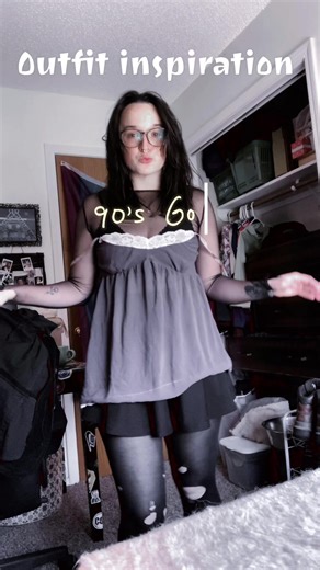 Outfit 3/4 🖤 How did I do? Used clothes from my closet to make a 90’s goth outfit. Inspired by @【⚔️F4TBOY☠️GAMER⚔️】 #90 #vampire #goth #fashion #outfitinspo