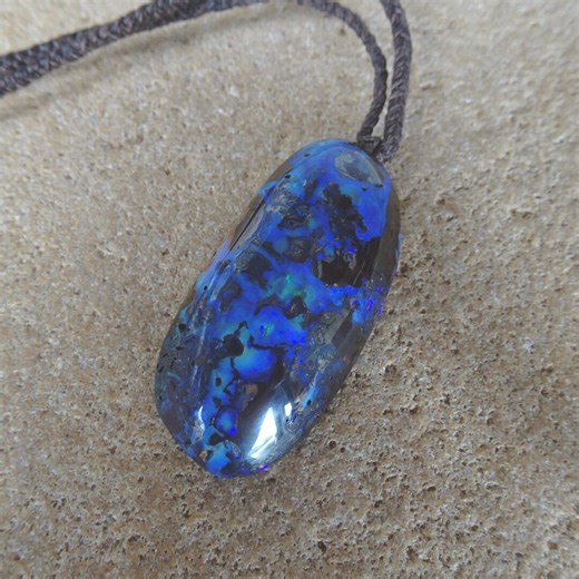 Blue Yowah Boulder Opal Pendant Necklace, Fully Adjustable Length, From the Miner - Etsy
