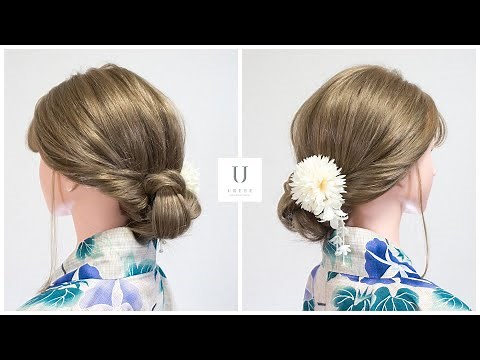 【浴衣 髪型 】👉前髪を下ろしたり流したりできる簡単アップヘア