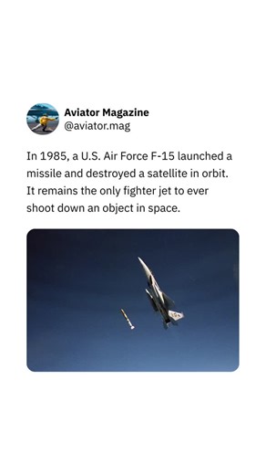 Aviator Magazine on Instagram: "In September 1985, a modified U.S. Air Force F-15 successfully destroyed a satellite using an air-launched missile. The test demonstrated that a conventional fighter aircraft could be adapted for anti-satellite operations. The program was later canceled due to concerns over space debris and escalation, but it revealed how vulnerable objects in orbit could be to military action even decades ago. #aviation #aerospace #space #militaryaviation #coldwar engineering fig