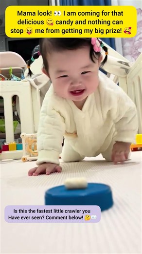 Look at this little baby racing for a candy! 🥰 So fast!