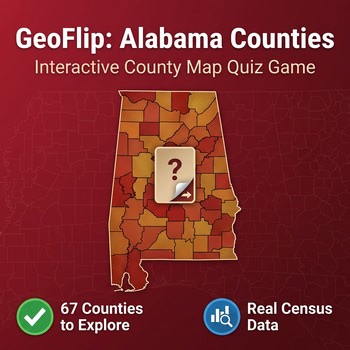 GeoFlip Alabama Counties - Interactive County Geography Map Quiz Game