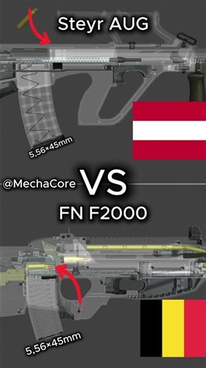 Steyr AUG vs FN F2000 Internal Mechanism #firearms #comparison