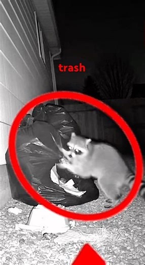 Security Camera Catches Raccoon Scavenging Before Almost Getting Yanked Away in the Dark