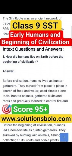 Early Humans and Beginning of Civilization | Class 9 | Chapter 4 | Social Science | Solutions Bolo